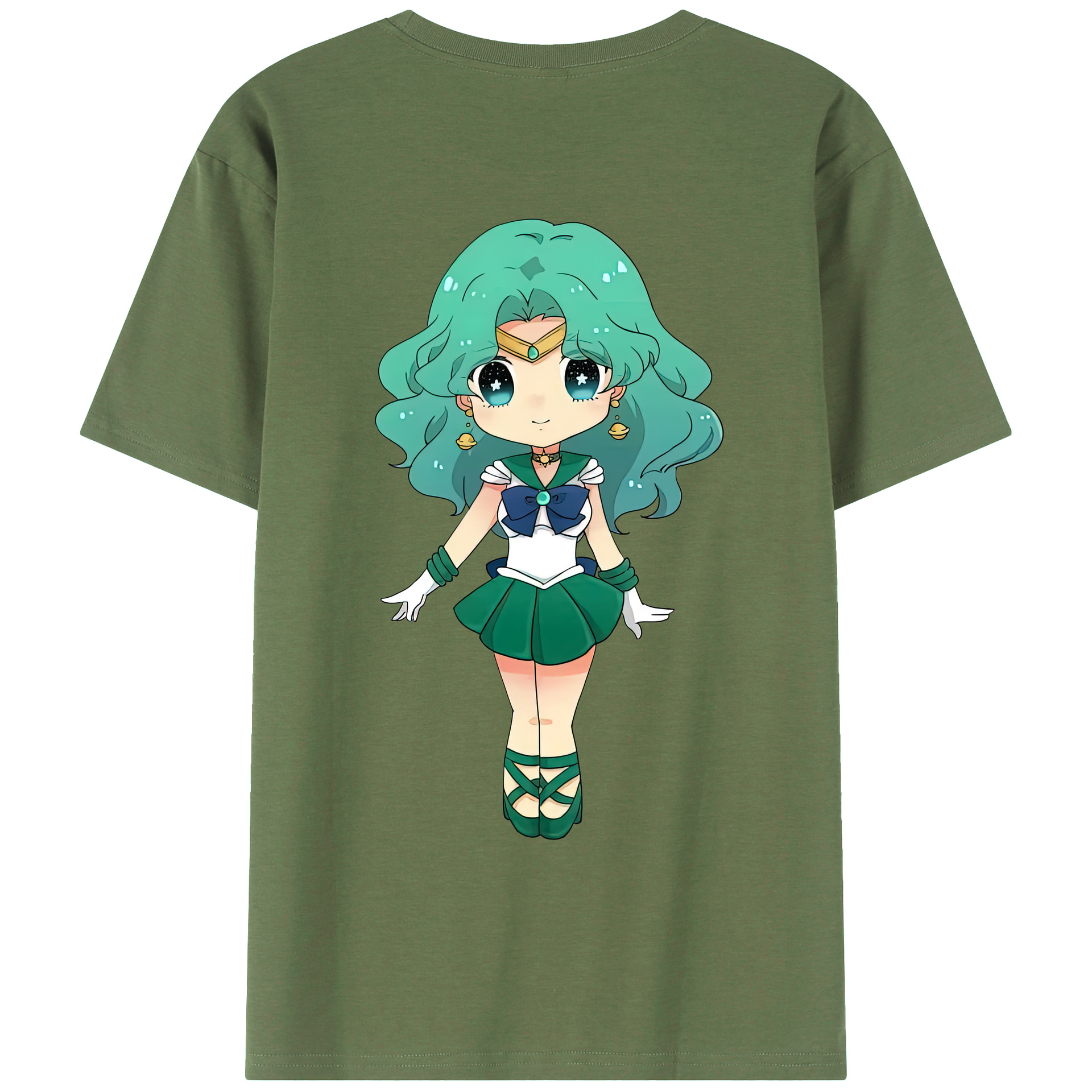 （画像用） 美少女戦士セーラームーン 海王 みちる（かいおう みちる） Sailor Moon Kaiou Michiru 綿100％ メンズ半袖Tシャツ（バックプリント） 通気性
